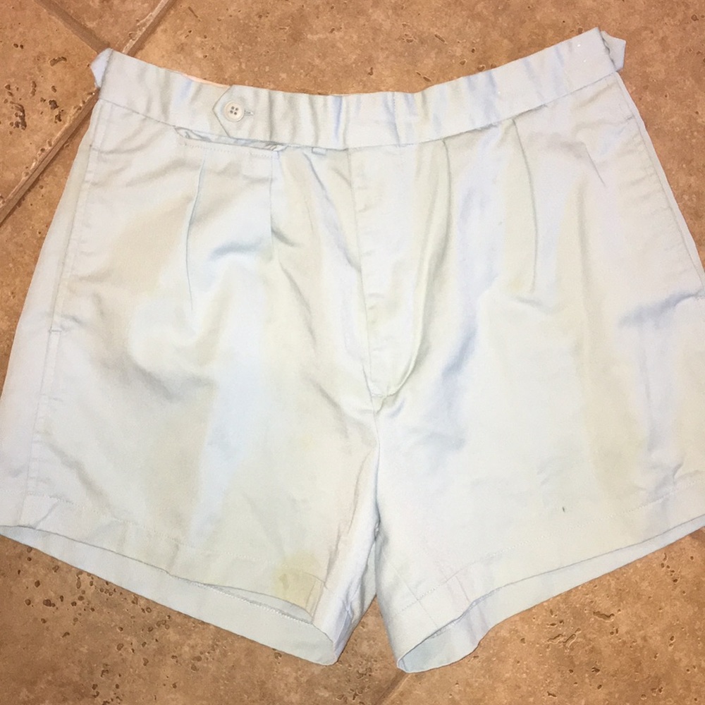 Vintage White Oak Light Blue Pleated Tennis Shorts